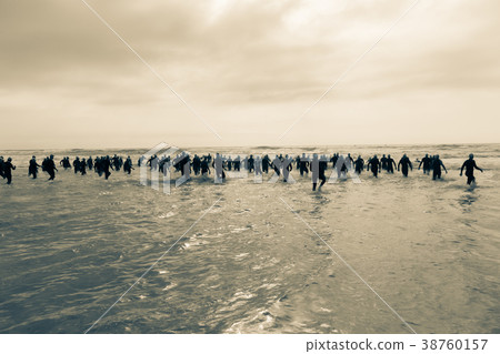 Triathlon Athletes Beach Ocean Swim 38760157