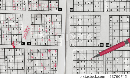 Sudoku Frame with Puzzling Grids of Digits 38760745