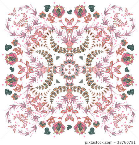 Design for square pocket, shawl, scarf, textile 38760781