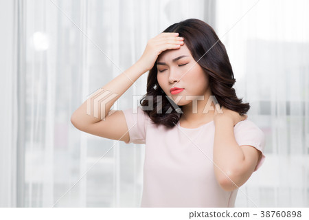 Beautiful young female feeling sick Beautiful young female feeling sick 38760898