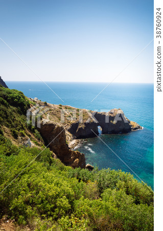 Amazing view on sea and mountain in summer.Crimea. 38760924