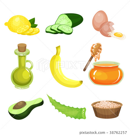 Cartoon set of natural ingredients for homemade 38762257