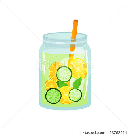 Refreshing cocktail with green mint leaves, slices Refreshing cocktail with green mint leaves, slices 38762314