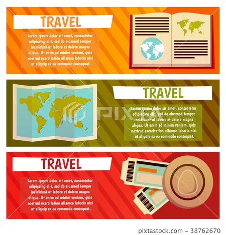 Vector banner with travel items. Flat illustration 38762670