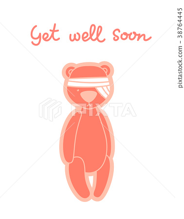 Get Well Soon Card with Teddy Bear Stock Illustration