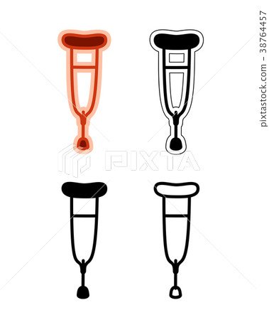 Health crutches flat doodle icon set. 38764457