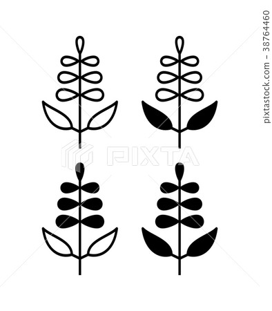Vector sage with flower. Icon set. 38764460
