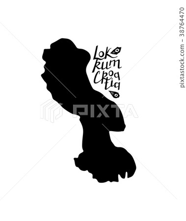 Lokrum island map with lettering isolated on white 38764470