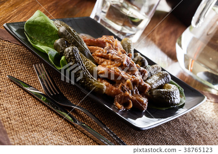 Pork loin with mushroom sauce 38765123