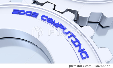 Two connected metal gears showing edge computing Two connected metal gears showing edge computing 38766436
