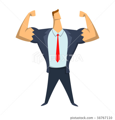 Strong businessman showing bicepses. Leadership 38767110