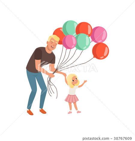 Smiling father and his little daughter with bunch 38767609