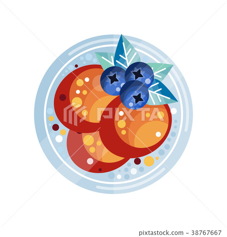 Pancakes with blueberries vector Illustration on a Pancakes with blueberries vector Illustration on a 38767667
