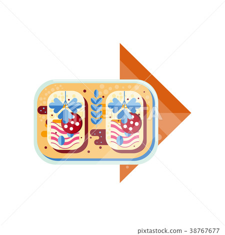 Sandwich, bread with sausage and ham vector 38767677