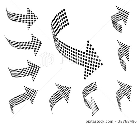 Set of vector arrow icons. Dotted halftone graphic 38768486