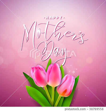 Happy Mothers Day Greeting card with flower on 38769558