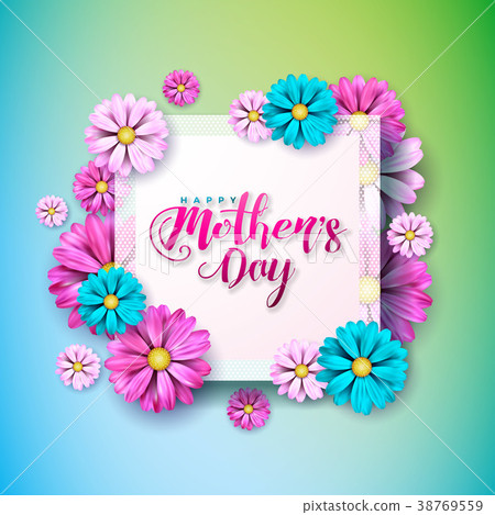 Happy Mothers Day Greeting card with flower on Happy Mothers Day Greeting card with flower on 38769559