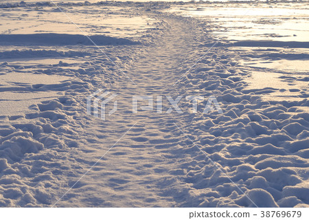 Footpath in the snow. 38769679