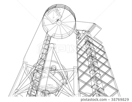 Wire-frame industrial equipment. Vector Wire-frame industrial equipment. Vector 38769829
