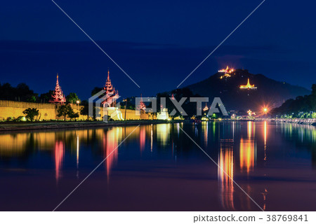 Mandalay hill at night in Mandalay, Myanmar. 38769841