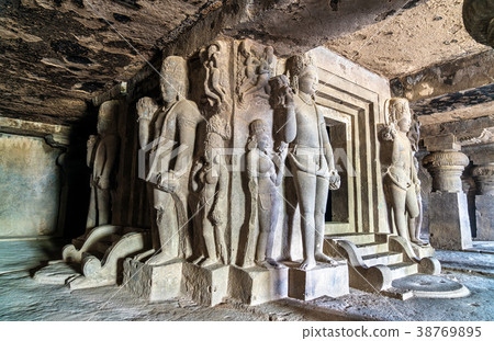 Interior of Dhumar Lena temple at Ellora Caves 38769895