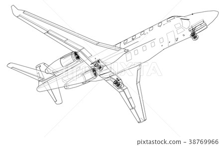 Airplane blueprint. Vector 38769966