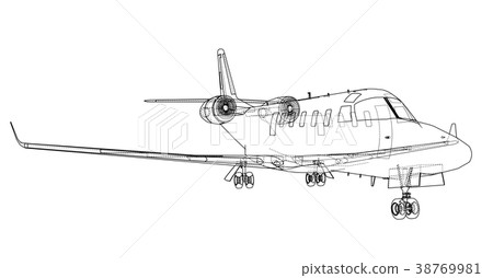 Airplane blueprint. Vector 38769981