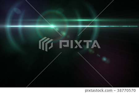 Anamorphic blue lens flare isolated on black  38770570