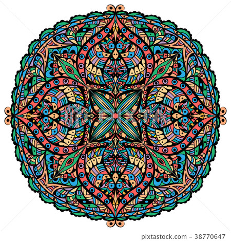 Mandala. Colored oriental decorative flower Mandala. Colored oriental decorative flower 38770647