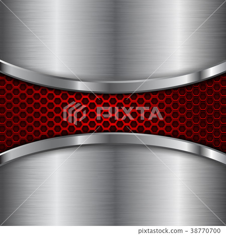 Metal brushed background with red perforated Metal brushed background with red perforated 38770700