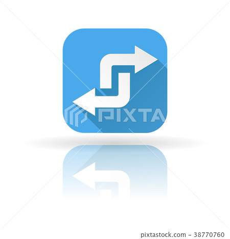 Arrows icon. Blue sign with shadow and reflection 38770760