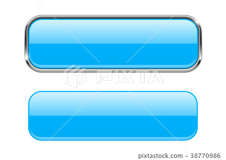 Blue glass buttons with chrome frame. Rectangle 3d Blue glass buttons with chrome frame. Rectangle 3d 38770986