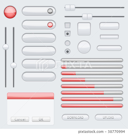 White web interface buttons, slider and icons with White web interface buttons, slider and icons with 38770994