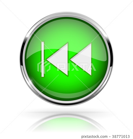 Green round media button. REWIND button. Shiny 38771013