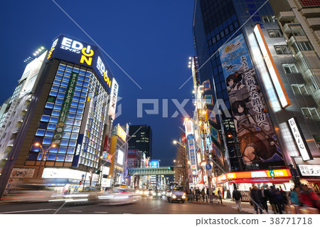 Night view of Tokyo's cityscape Tokyo and Akihabara in Japan 38771718