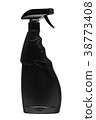 Black plastic bottle with trigger-spray on a white 38773408