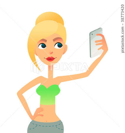 Happy young woman taking selfie to the front of Happy young woman taking selfie to the front of 38773420