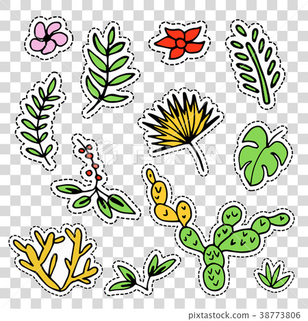 Summer set of isolated cute colorful leaves 38773806