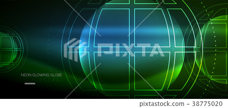 Techno globe concept, neon glow planet Techno globe concept, neon glow planet 38775020