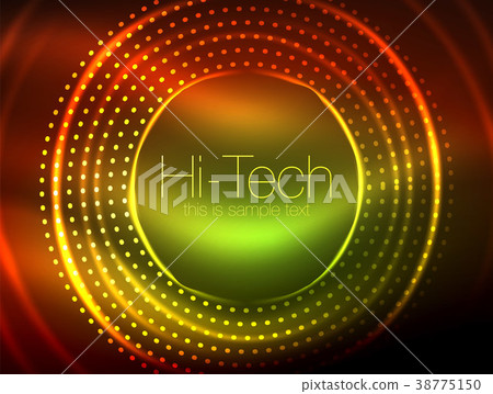 Magic neon circle shape abstract background, shiny 38775150
