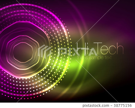 Magic neon circle shape abstract background, shiny 38775156