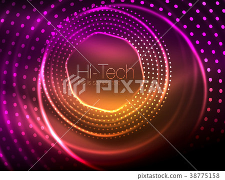 Magic neon circle shape abstract background, shiny Magic neon circle shape abstract background, shiny 38775158