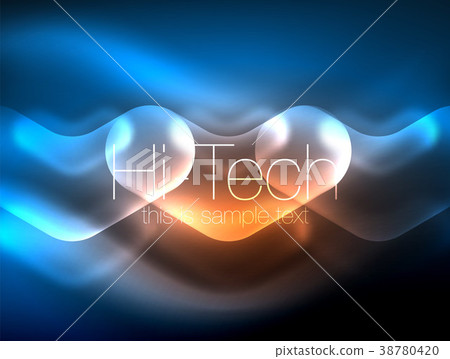 Blurred arrows in dark space. Neon pointers, glass 38780420