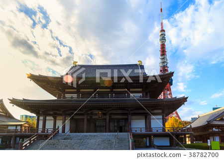 View of Zojo-ji Temple and tokyo Tower, Tokyo View of Zojo-ji Temple and tokyo Tower, Tokyo 38782700