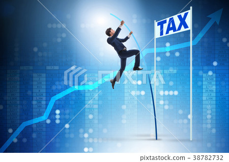 Businessman jumping over tax in tax evasion 38782732
