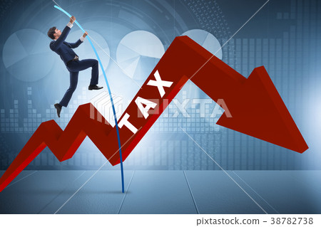 Businessman jumping over tax in tax evasion 38782738