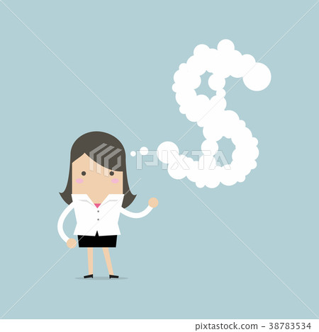 Businesswoman thinking about money. 38783534