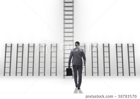 Businessman climbing career ladder in business 38783570