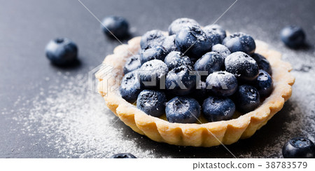 Blueberry tartlet, pie, tart with vanilla custard 38783579