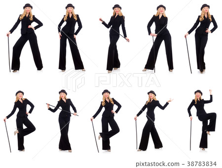 Girl in classic male suit isolated on white 38783834